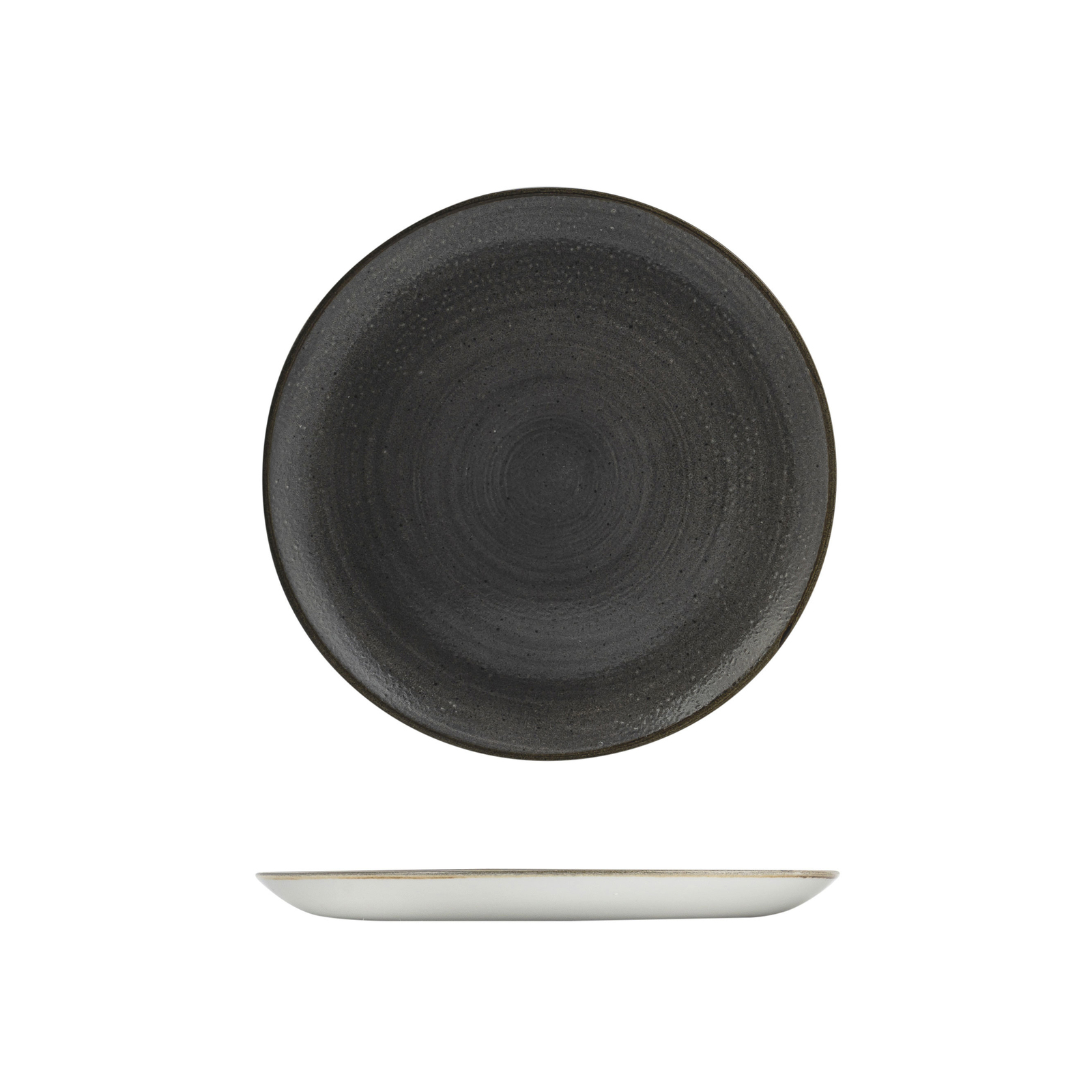 Churchill Stonecast Raw Round Plate-Coupe, 217mm Raw Black