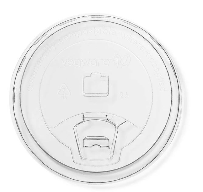 Flat PLA Lid - Fold-Back Sipper Hole - 96 series