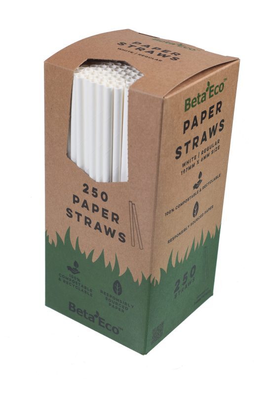 BetaEco Regular Paper Straw, White