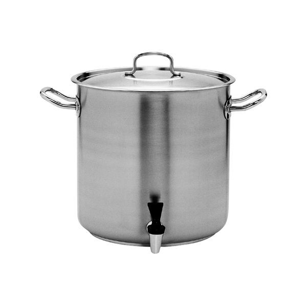 Stockpot-18/10, W/Cover & Tap, 400X400mm/50.0Lt 