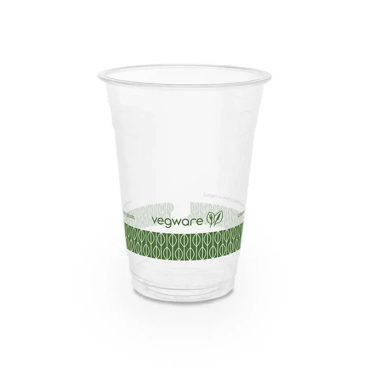 16oz (500ml) Premium PLA Cold Cup - Clear/Green Leaf - 96 Series