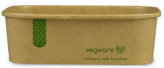 650ml / 22oz Rectangular Paper Takeaway Container - Aqueous  Lined - Kraft