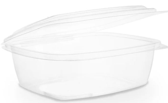 32oz (1000ml) Rectangular Hinged Container / Clamshell - PLA Clear